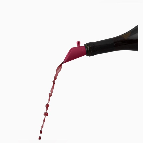 Houdini Flipper Wine Pourer Bottle Stoppers, Set of 2, burgundy/pink - Picture 4 of 7